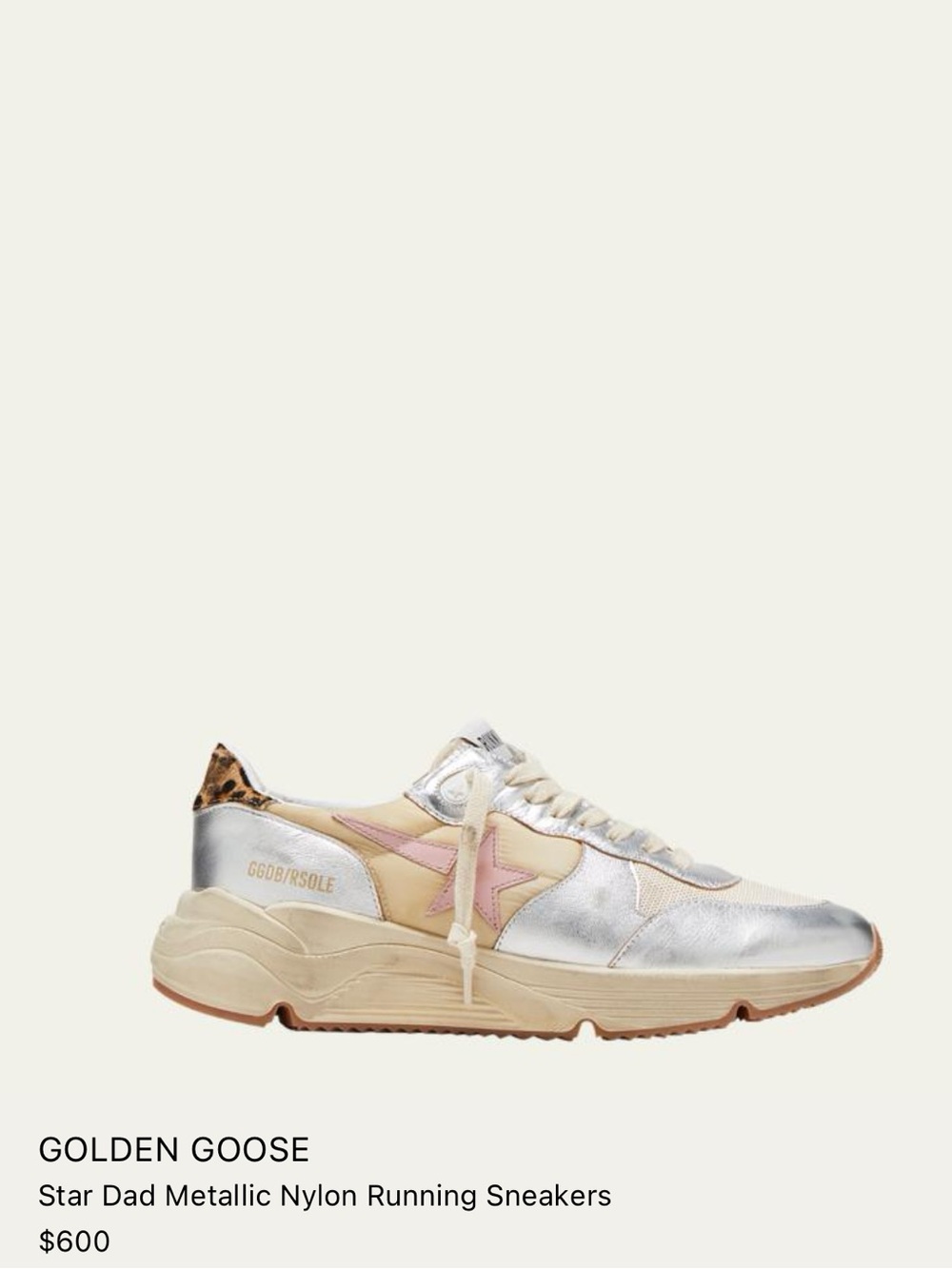 Golden Goose Running Sole Sneaker in Beige, Silver, Cream, Antique Pink, & Black